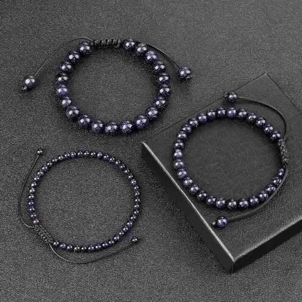 4 6 8mm Blue Sandstone Beads Bracelets & Bangles