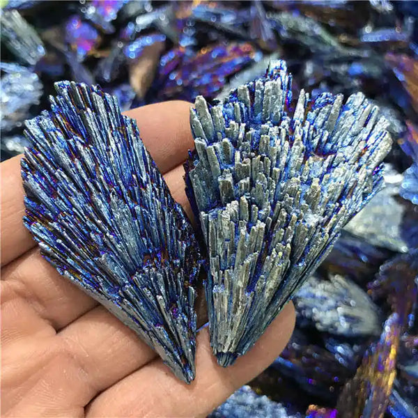 Natural Aura Rainbow Kyanite Titanium Peacock Feather