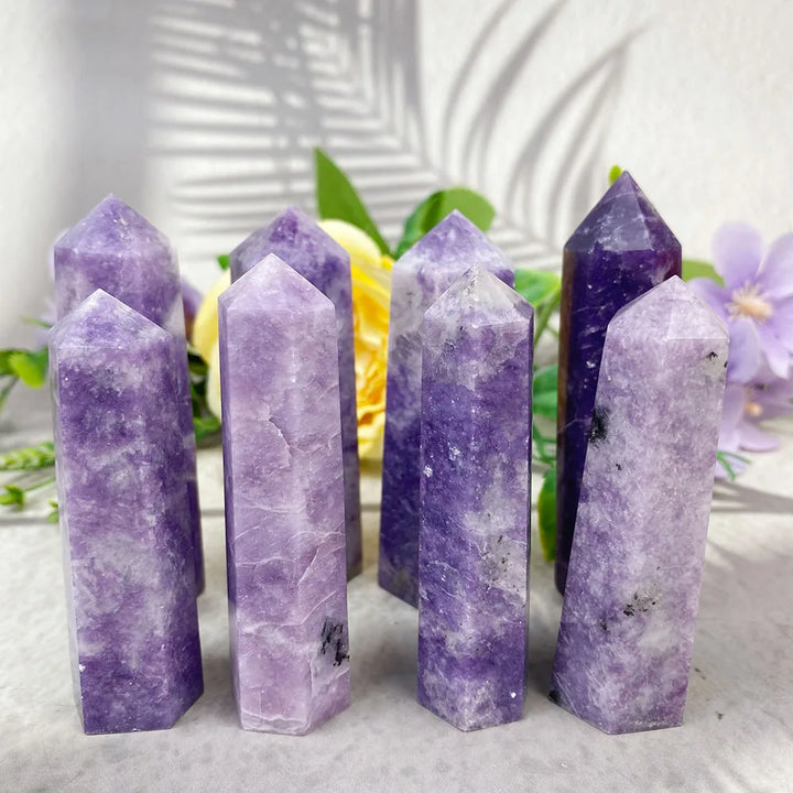 Natural Lepidolite Crystal Point Tower Reiki Gemstone Single Point