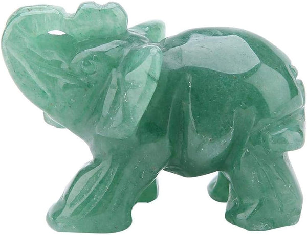 2inch Green Aventurine Jade Carved Elephant Figurines