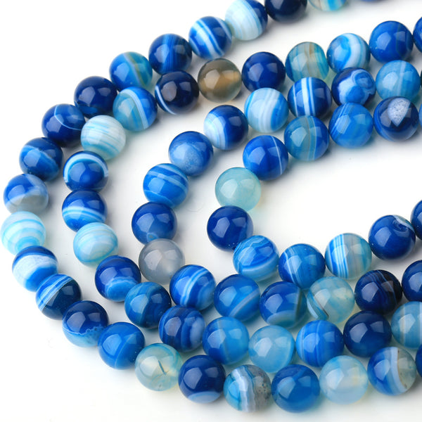 MLD Blue Striped Agate Beads 8/10/12mm