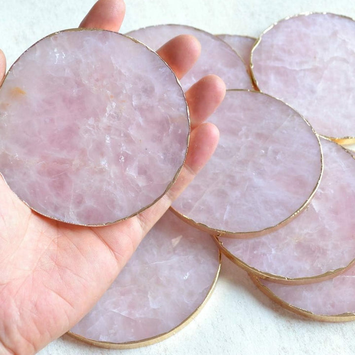 Rose Quartz Coaster Natural Pink Crystal Coasters