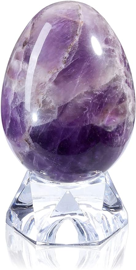 Healing Crystals Amethyst Stone Decors Carved Polished Egg