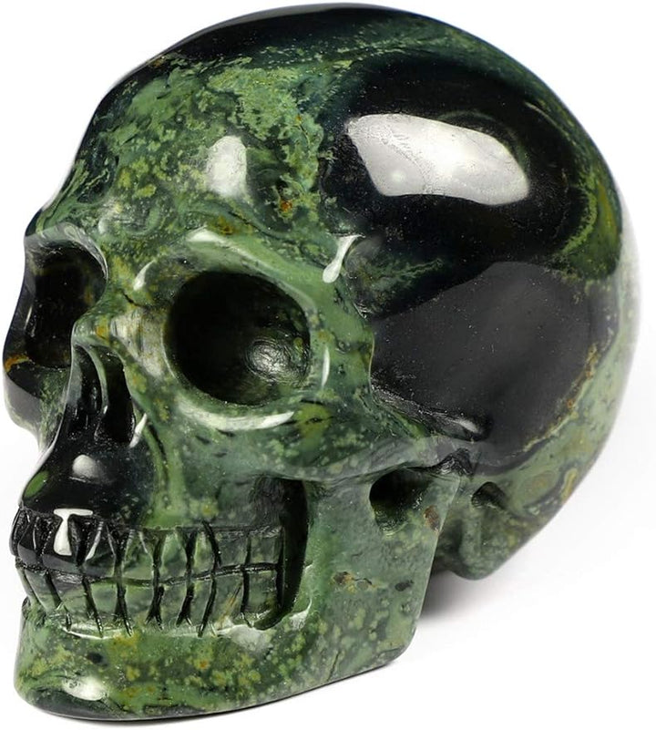 Kambaba Jasper Crystal Skull Hand Carved Gemstone Fine Art Sculpture