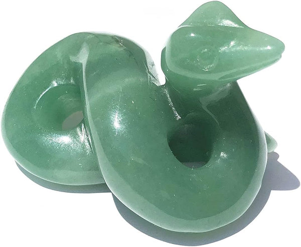 2" Natural Green Aventurine Hand Carved Healing Snake Figurine