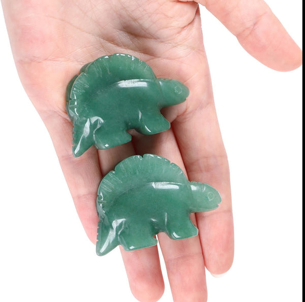 2" Cretaceous Dinosaur Green Aventurine Stegosaurus Crystal Decor Figurines