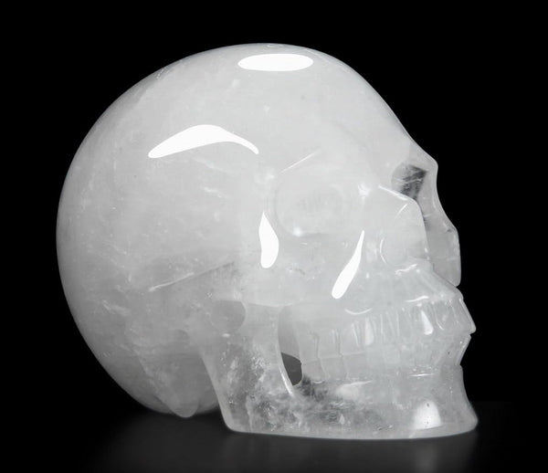 5.0" Angolan Quartz Rock Crystal Carved Crystal Skull, Realistic.