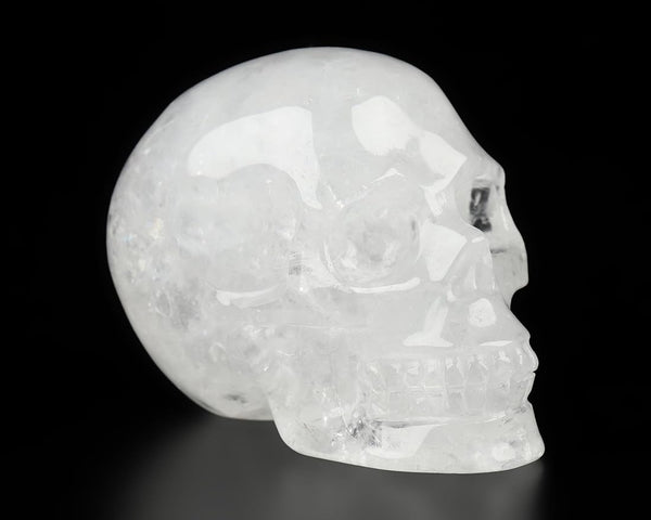 2.0" Quartz Rock Crystal Carved Crystal Skull- Hand Carved Gemstone Fine Art Sculpture.