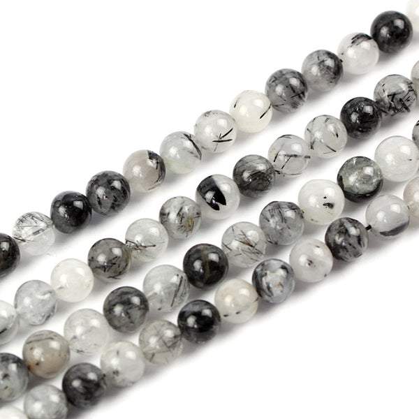 MLD black rutilated quartz Beads 8/10/12mm