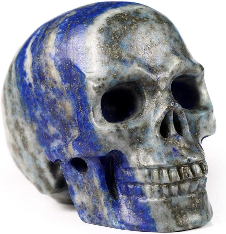 Lapis Lazuli Crystal Skull Hand Carved Gemstone Fine Art Sculpture