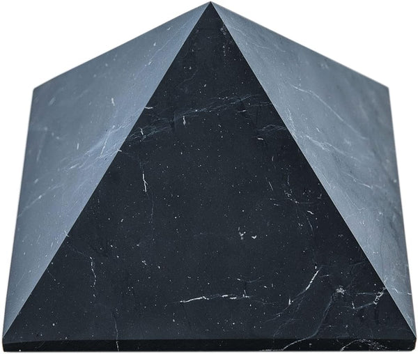 Heritage Shungite Pyramid | Unpolished Shungite Stone Protection Small Black Décor Pyramid 2 inches (5 cm) | Crystal Pyramid for Reiki Healing, Chakra Meditation, Energy Generator PN03