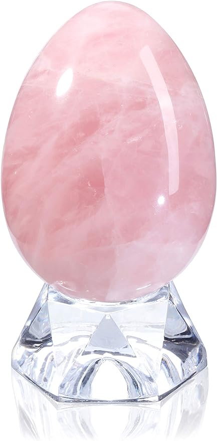 Natural Rose Quartz Egg Sphere Sculpture Reiki Healing Crystal Gemstone Ball