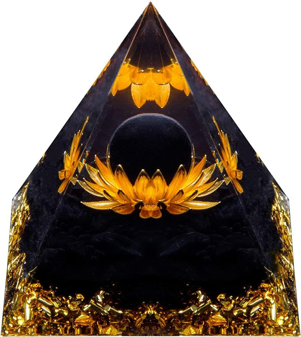 Orgone Pyramid Metaphysical Obsidian Orgonite Crystal Pyramid