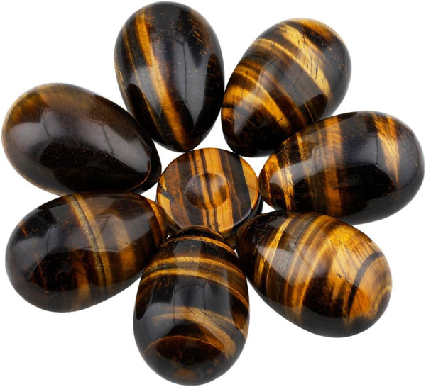 Tiger's Eye Crystal Egg Polished Gemstone Figurines with Stone Stand