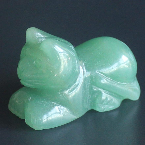 2inch Green Aventurine Hand Carved Crystal Cat