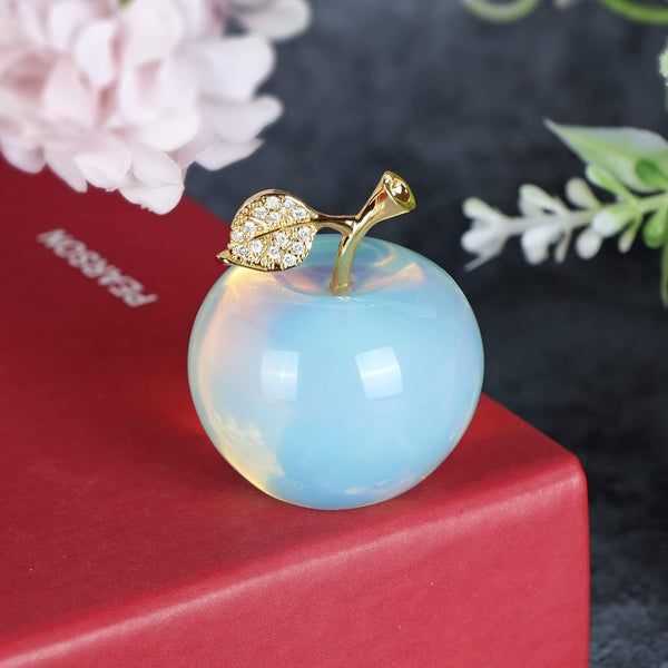 Opalite Crystal Apple Decoration Natural Healing Stone Fruit Figurine