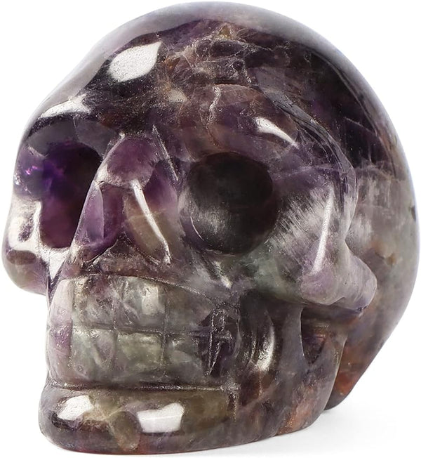 2" Hand Carved Healing Gemstone Amethyst Crystal Skull