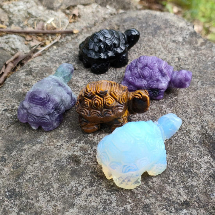 Fluorite Gemstone Turtle Crystal Statue