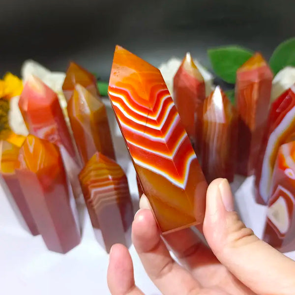 8-10cm Carnelian Towers Reiki Healing Crystal Quartz Red Agate Points