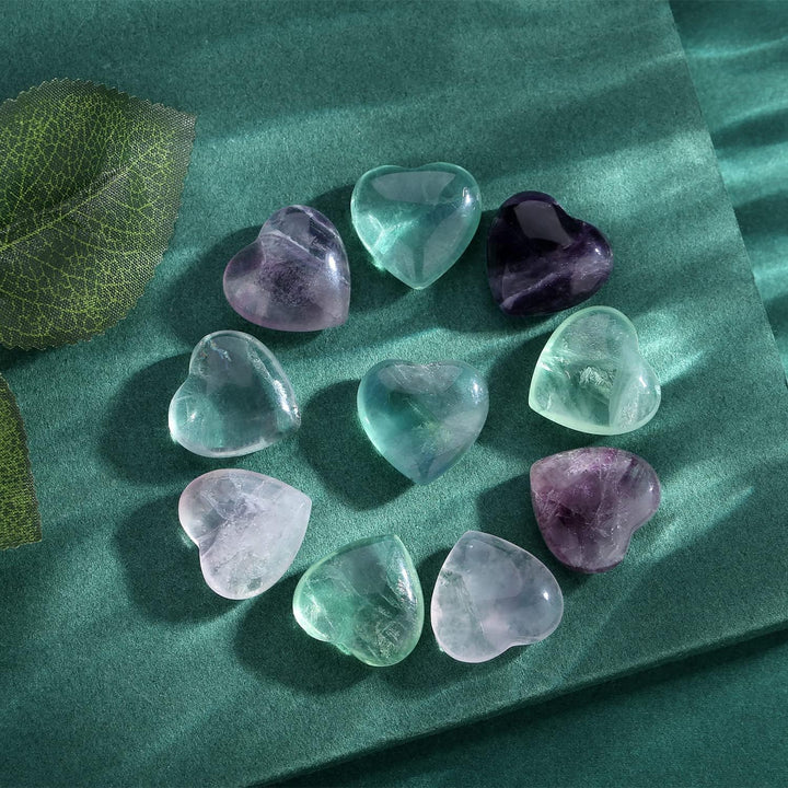 Colorful Fluorite Heart Crystal Thicken Natural Polished Love Heart