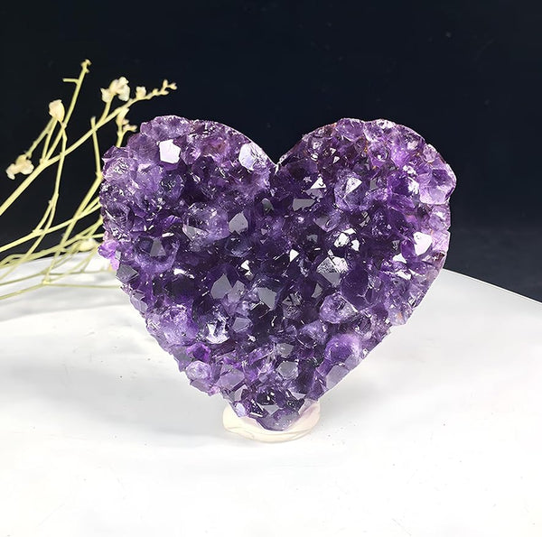 Natural Amethyst Healing Stones Heart-Shaped Crystal Rocks