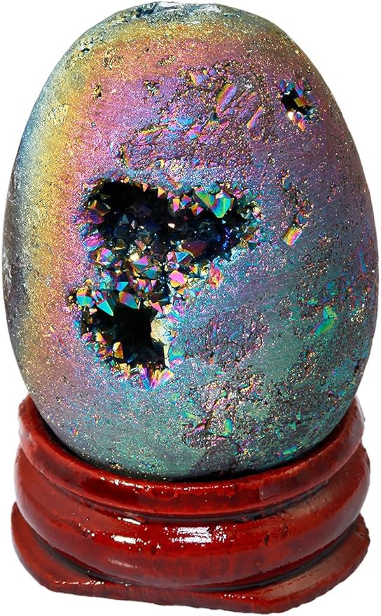 Rainbow Titanium Coated Druzy Geode Sphere Crystal Quartz Agate Egg