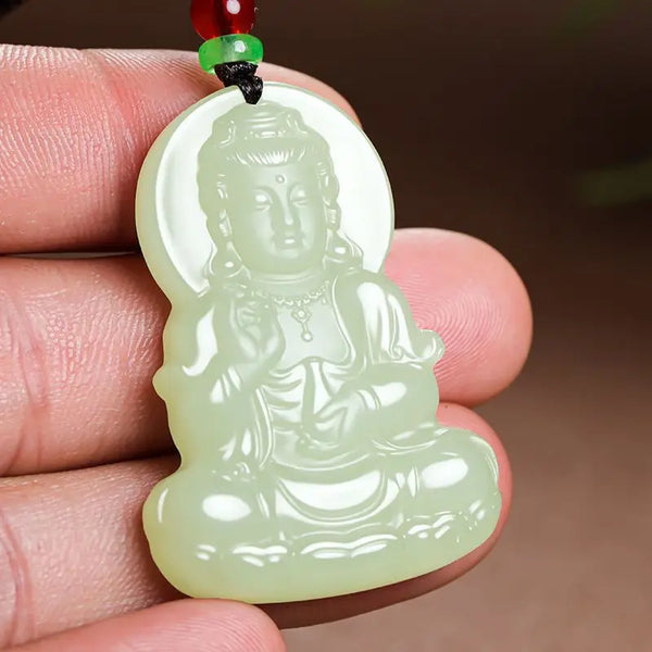 Afghanistan Jade  Lotus Guanyin Pendant