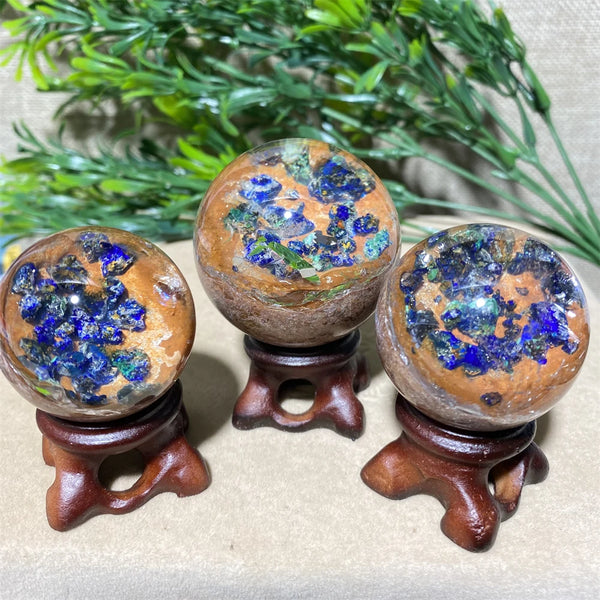 3-5cm Blue Crystal Azurite Quartz Ball Natural Stone Sphere