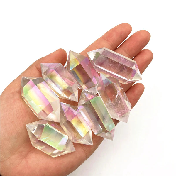 Natural Aura Quartz Crystal Hexagonal Double Terminated Points