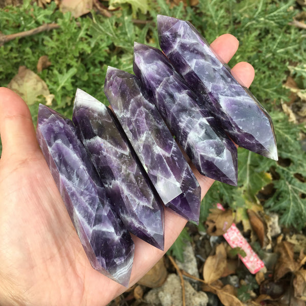 Beautiful Natural Dream Amethyst Double Point Crystal Tower