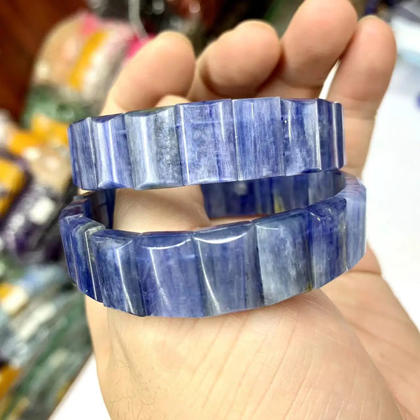 Blue Kyanite Stone Beads Bracelet Natural Gemstone Jewelry