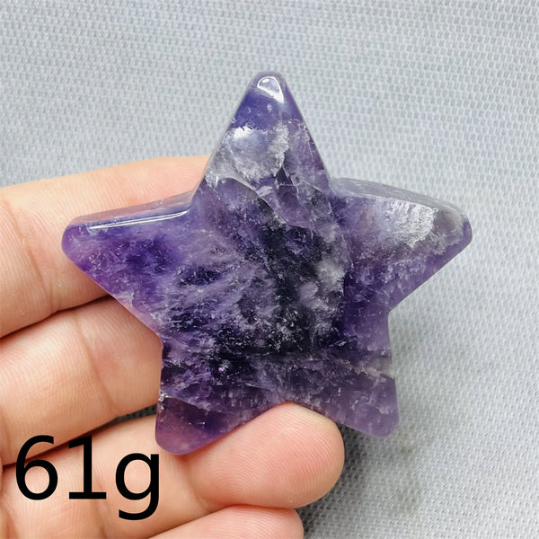 Brazilian Natural Gemstone Amethyst Hand-polished Pentacle Rainbow Crystal Star