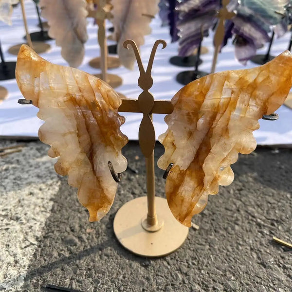 Butterfly Wings Crystal Crafts Natural Geode Stone Hand Carved