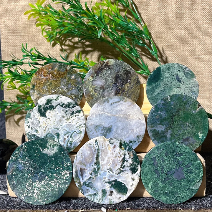 Crystal Natural Moss Agate Slab Slice Stone Quartz Stone