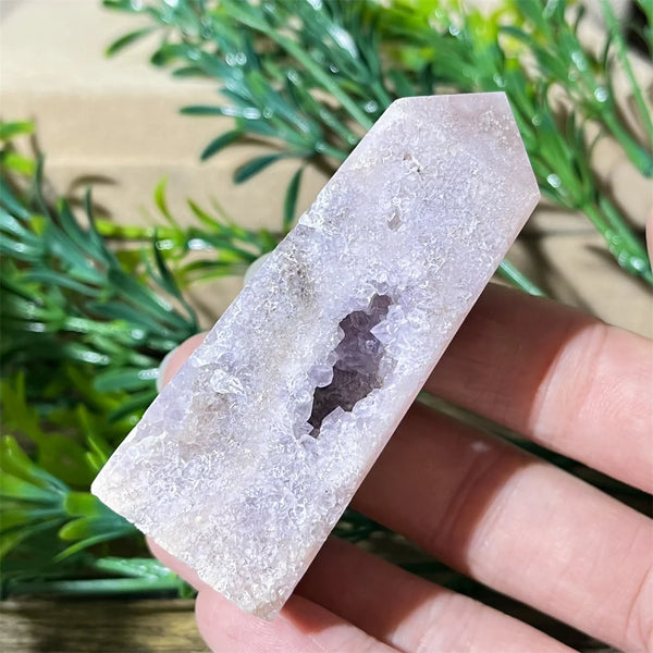 Crystal Natural Pink Amethyst Flower Agate Tower Druzy Point