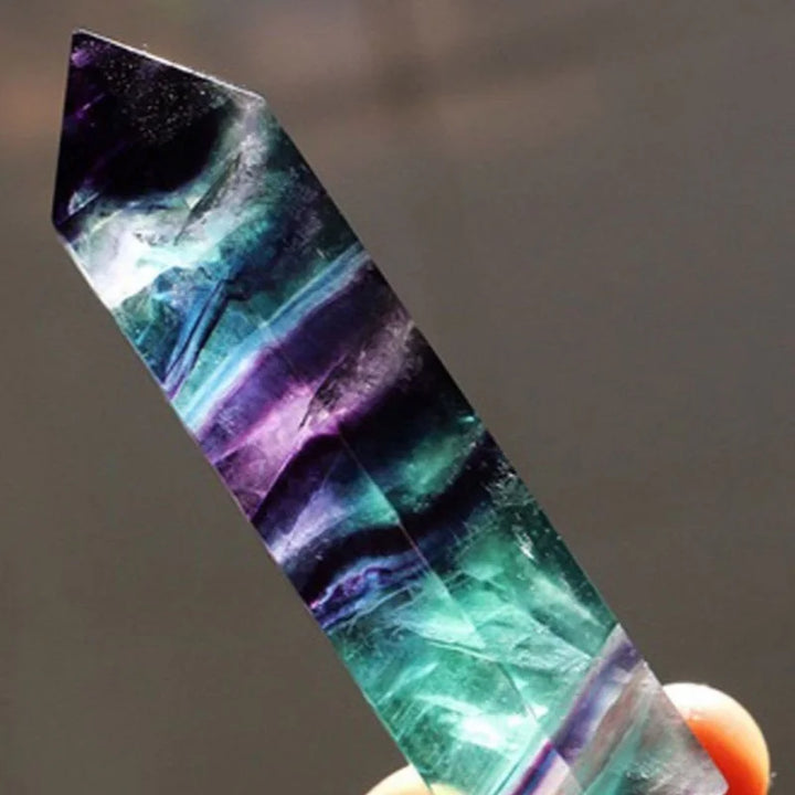 Fluorite Healing Stones Natural Rainbow Point Crystal Wand 