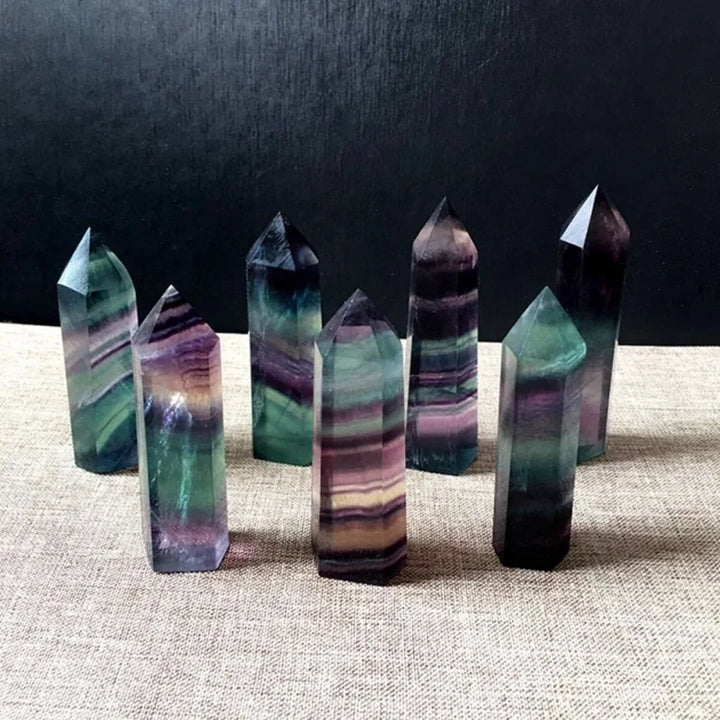 Fluorite Healing Stones Natural Rainbow Point Crystal Wand 