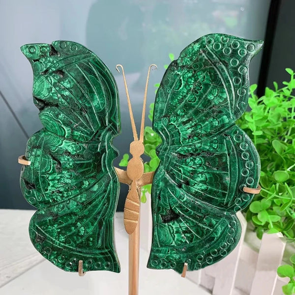 Druzy Malachite Hand-carved Fairy Butterfly Wing Amazing Gift