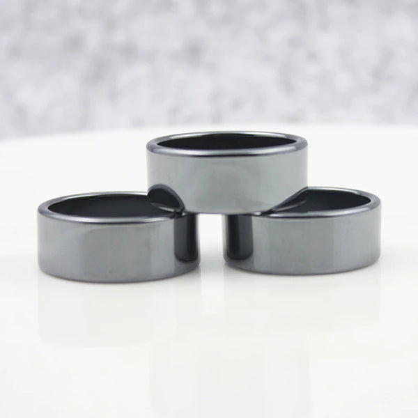 Flat Black Female Hematite Natural Couple Rings Christmas Gifts