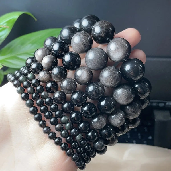 Wholesale Bulk Goddess Silver Obsidian Bracelet 