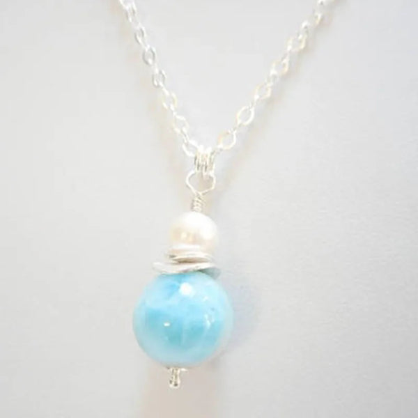 Larimar Pendant Freshwater Pearl Necklace Wholesale