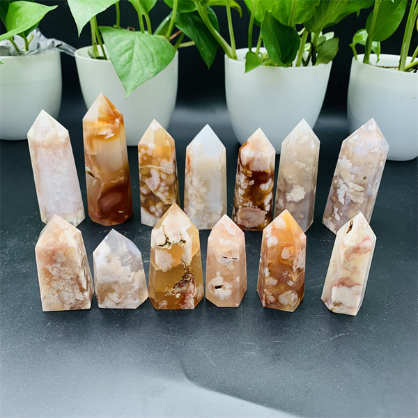 4-10cm AAA Sakura Flower Agate Crystal Tower