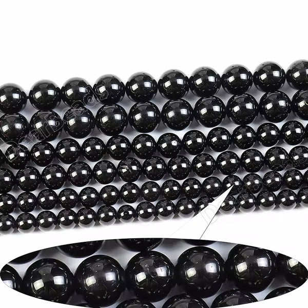 4/6/8/10mm black tourmaline beads