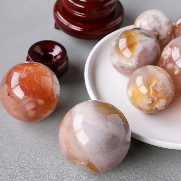 2-3inch AA Sakura Flower Agate Sphere Ball