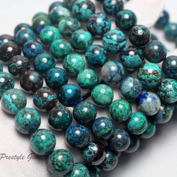 Natural Chrysocolla Bracelet Smooth Round Loose Beads