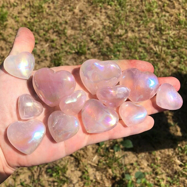 Random Angel Aura Heart Shape Rose Quartz Wholesale Bulk