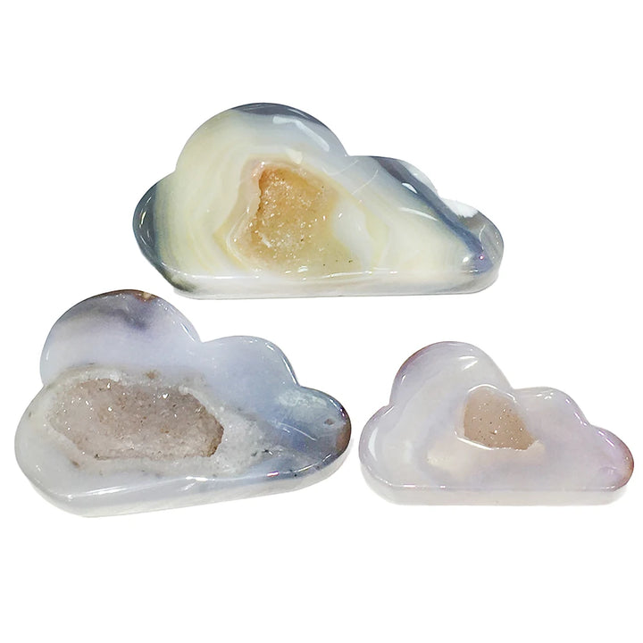 Natural Agate Geode Drusy Cloud Hand Carved Quartz Crystal Cloud