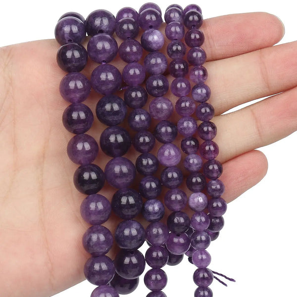 Natural Amethyst Stone Beads Round Shape Crystal Loose Spacer Beads