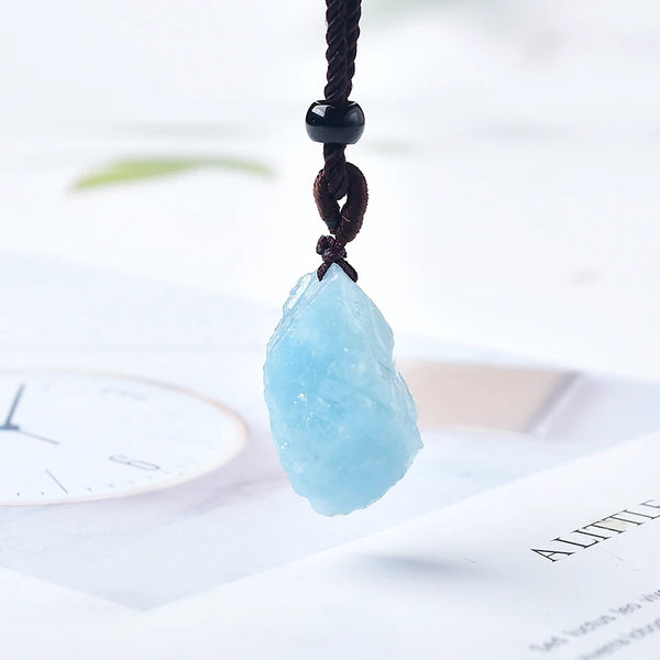 2-3cm Natural Raw Aquamarine Original Stone Pendant