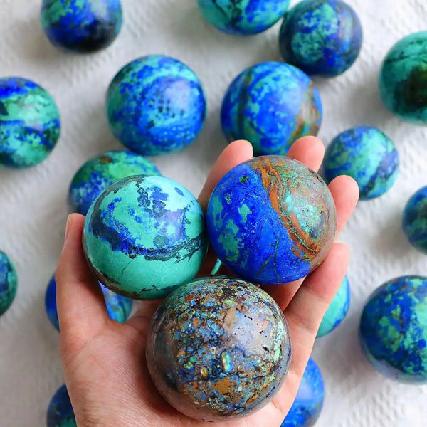 Natural Azurite Malachite Crystal Sphere Blue Green Chrysocolla Ball